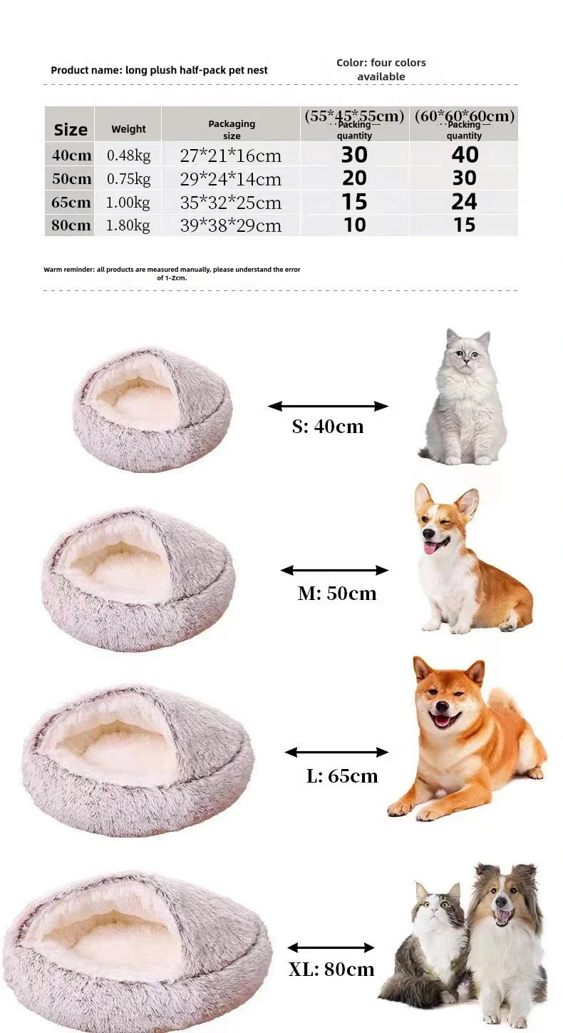Snowy & Hope Semi-Enclosed Plush Cat Bed