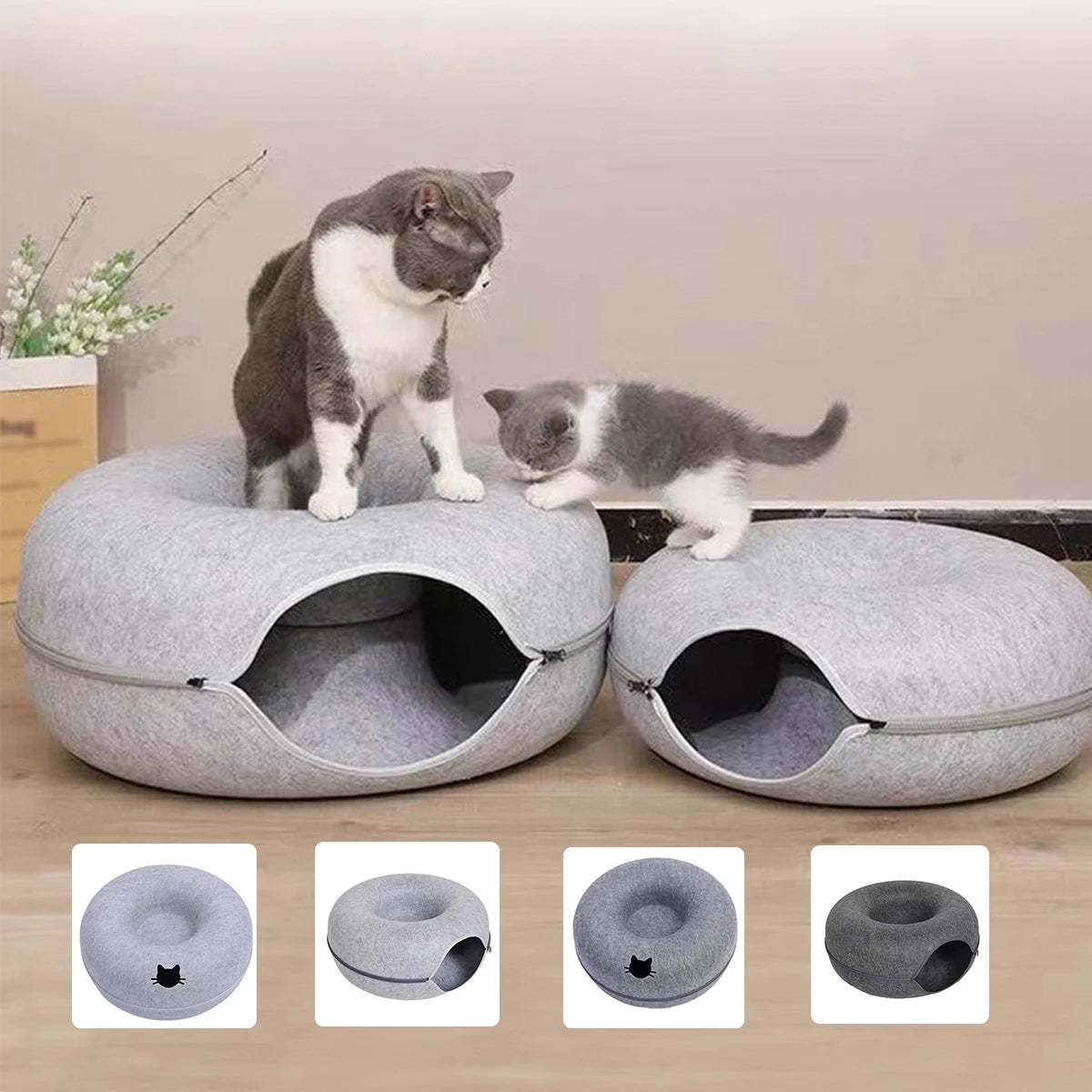 Snowy & Hope Donut Cat Tunnel Bed