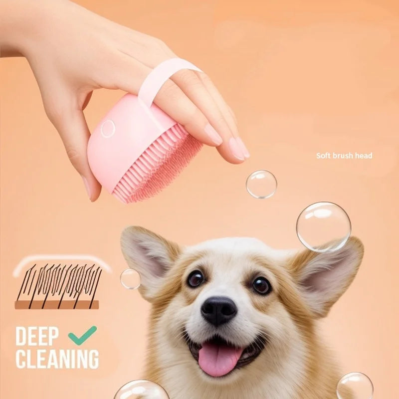 Silicone Dog Bath Massage Gloves Brush Pet Cat Bathroom Cleaning Tool Comb Brush for Dog Can Pour Shampoo Dog Grooming Supplies