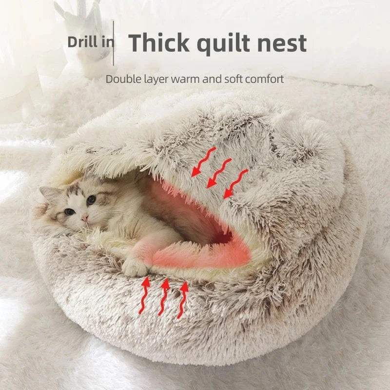 Snowy & Hope Semi-Enclosed Plush Cat Bed