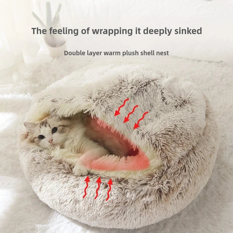 Snowy & Hope Semi-Enclosed Plush Cat Bed