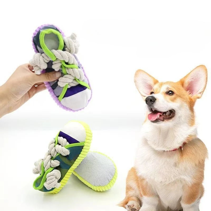 Snowy & Hope Squeaky Shoe Rope Dog Toy