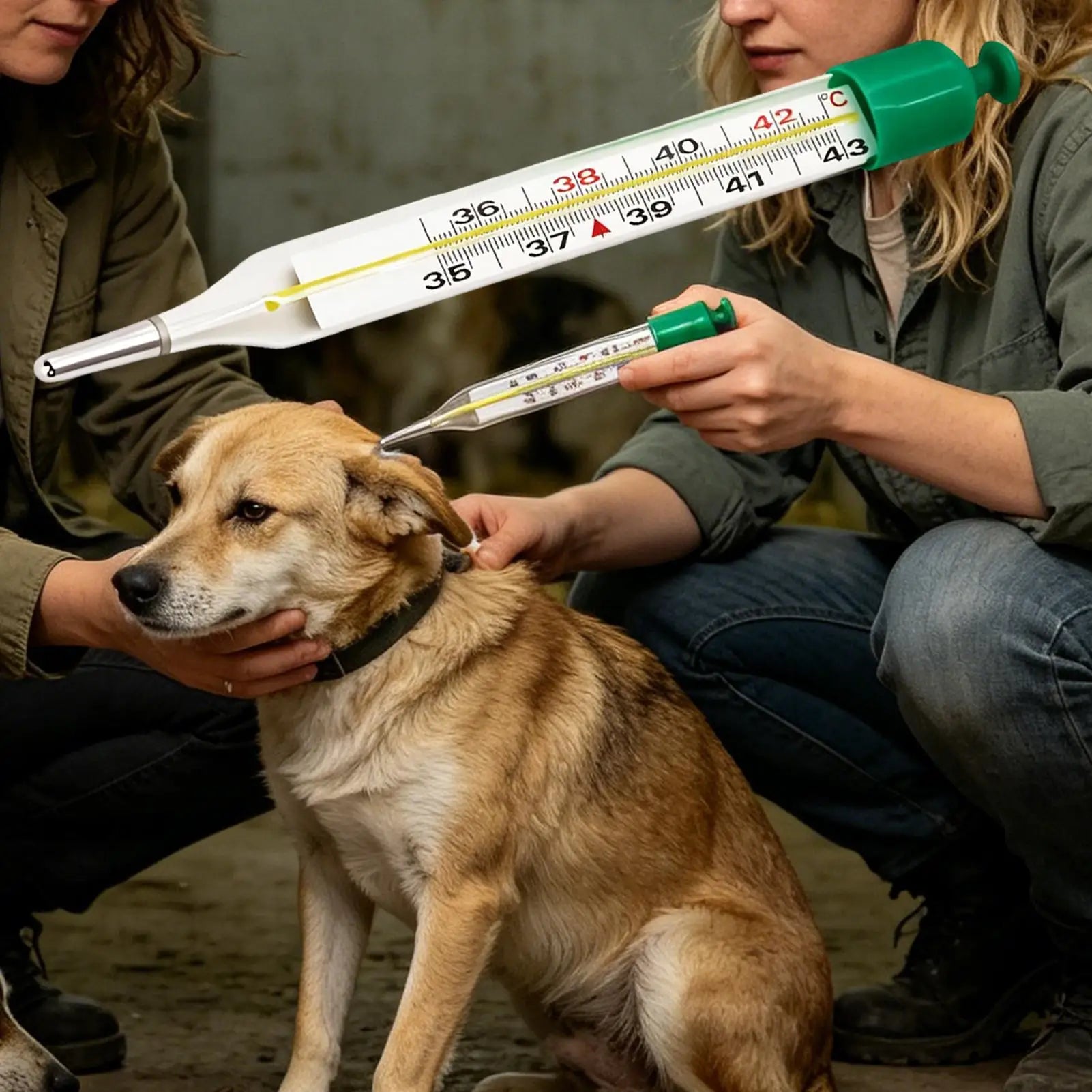 Pet Thermometer with Stretch Cord & Tail Clip Veterinary Temperature Sensor for Dogs Cats Horses Cattle Sheep Farm Livestock