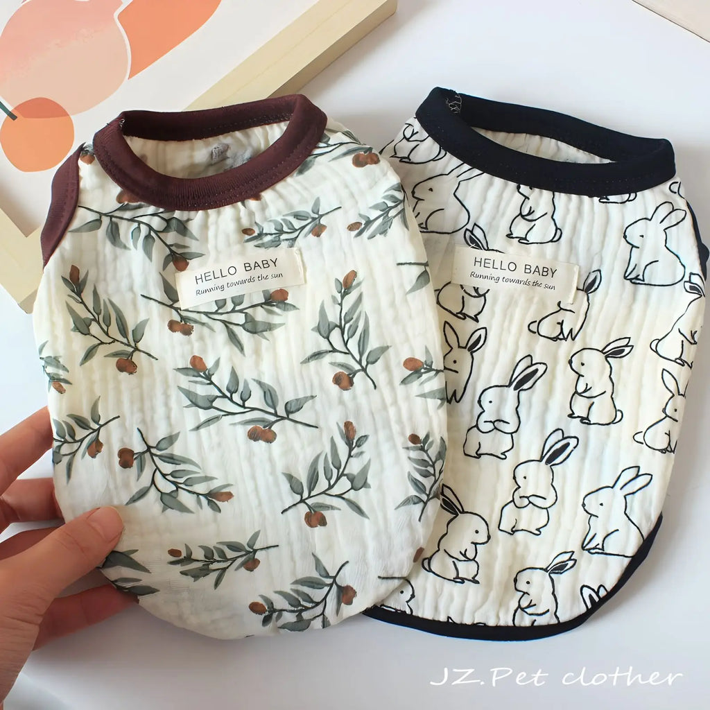Pet Pleated Rabbit Flower Vest Spring Cat Vest Puppy Clothes Teddy Bear Thin Vest Pajamas Puppy Clothes