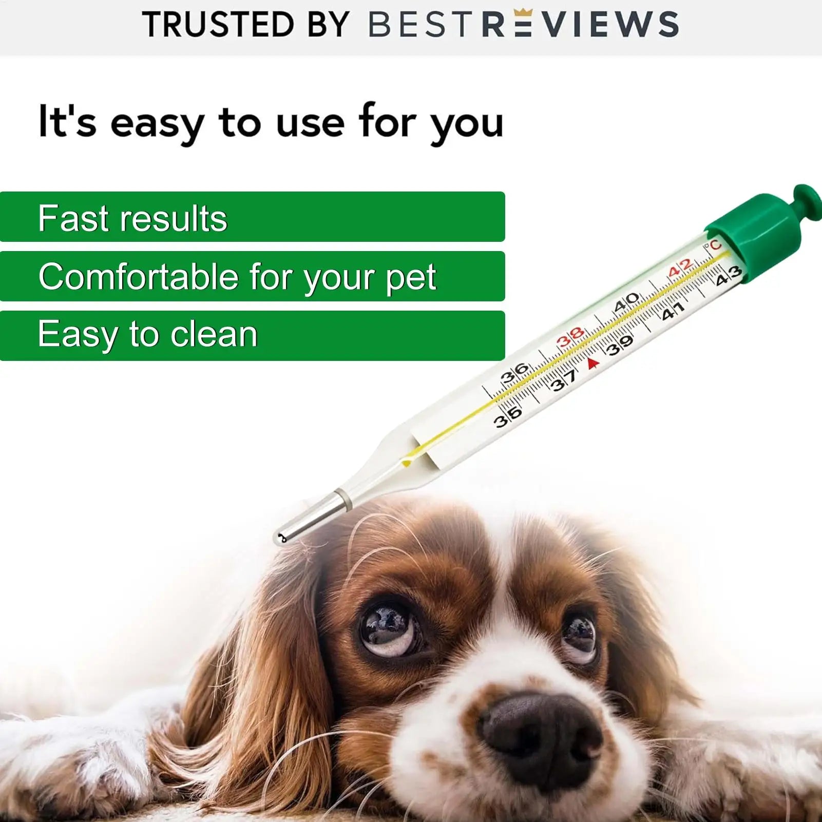 Pet Thermometer with Stretch Cord & Tail Clip Veterinary Temperature Sensor for Dogs Cats Horses Cattle Sheep Farm Livestock