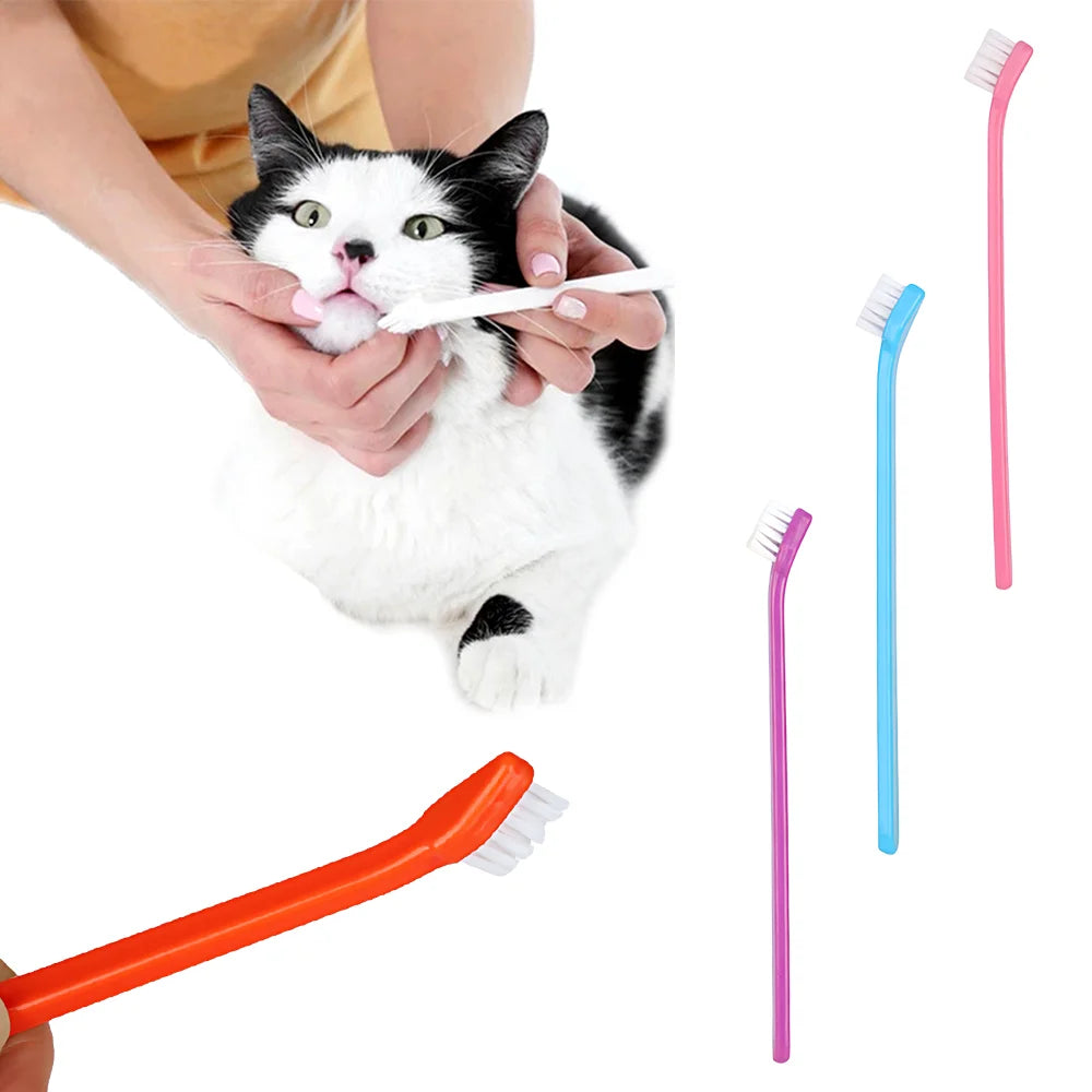 Pet Toothbrush Single Head for Cats Dogs Oral Care Teeth Cleaning Soft Bristles Pet Grooming Tool for Puppy Kitten Pet Supplies