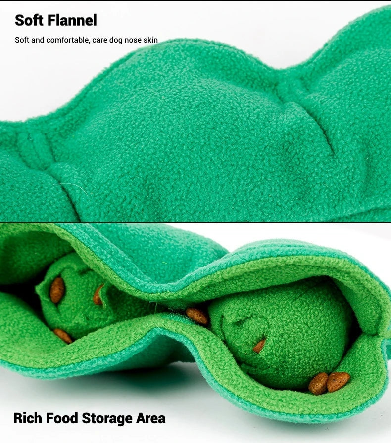 Pea Pet Sniffing Toy for Dogs Plush Soft Chew Toy with Hidden Treat Pockets Built-in Squeakers Interactive Training Nose Work