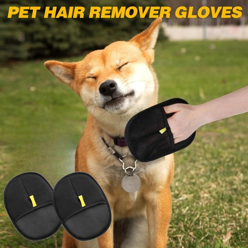 Double-Sided Pet Hair Removal Gloves for Cats and Dogs Washable Grooming Mitts Large Fits All Easy To Hair Brush for Shedding