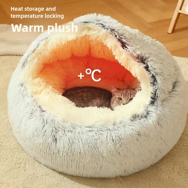 Snowy & Hope Semi-Enclosed Plush Cat Bed