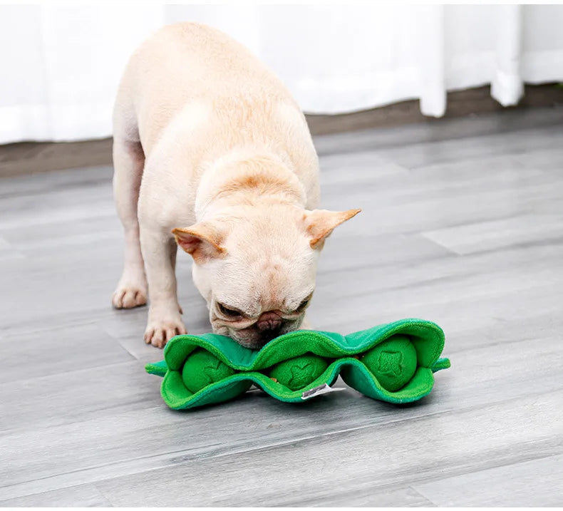 Pea Pet Sniffing Toy for Dogs Plush Soft Chew Toy with Hidden Treat Pockets Built-in Squeakers Interactive Training Nose Work