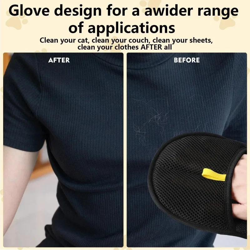 Double-Sided Pet Hair Removal Gloves for Cats and Dogs Washable Grooming Mitts Large Fits All Easy To Hair Brush for Shedding