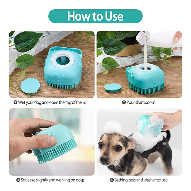 Snowy & Hope Shampoo-Dispensing Pet Bath Brush