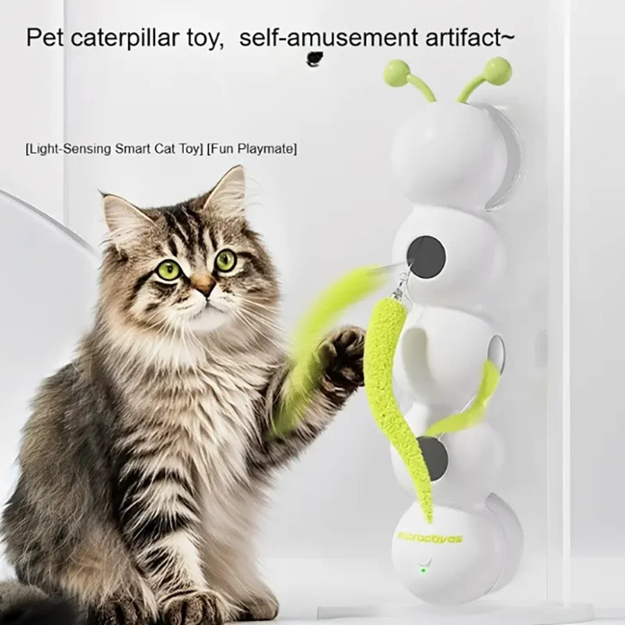 Pet caterpillar toy, self-amusement artifact，USB Rechargeable，Rounded withouthurting cats，Simulate biological trajectory