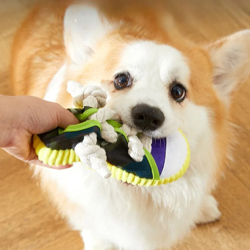 Snowy & Hope Squeaky Shoe Rope Dog Toy