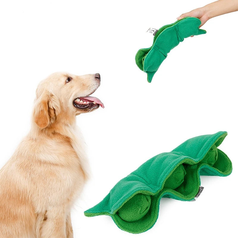 Pea Pet Sniffing Toy for Dogs Plush Soft Chew Toy with Hidden Treat Pockets Built-in Squeakers Interactive Training Nose Work