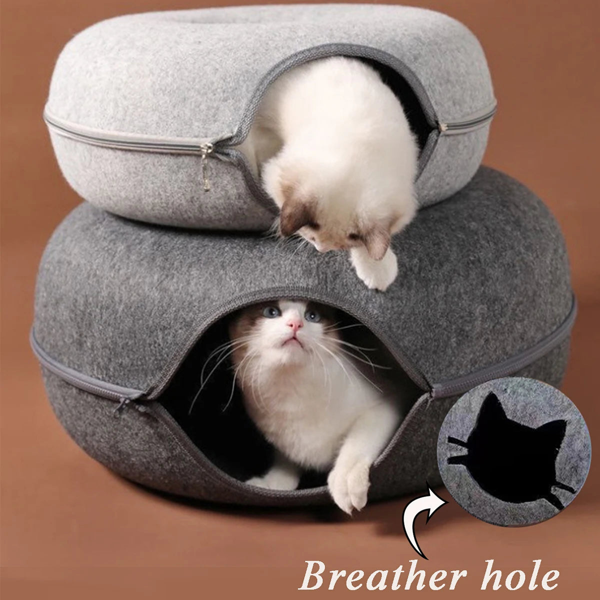 Snowy & Hope Donut Cat Tunnel Bed