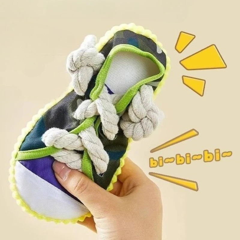 Snowy & Hope Squeaky Shoe Rope Dog Toy