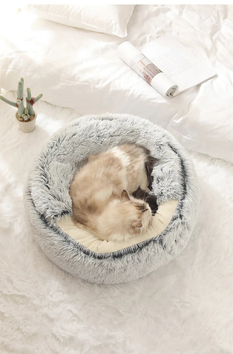 Snowy & Hope Semi-Enclosed Plush Cat Bed