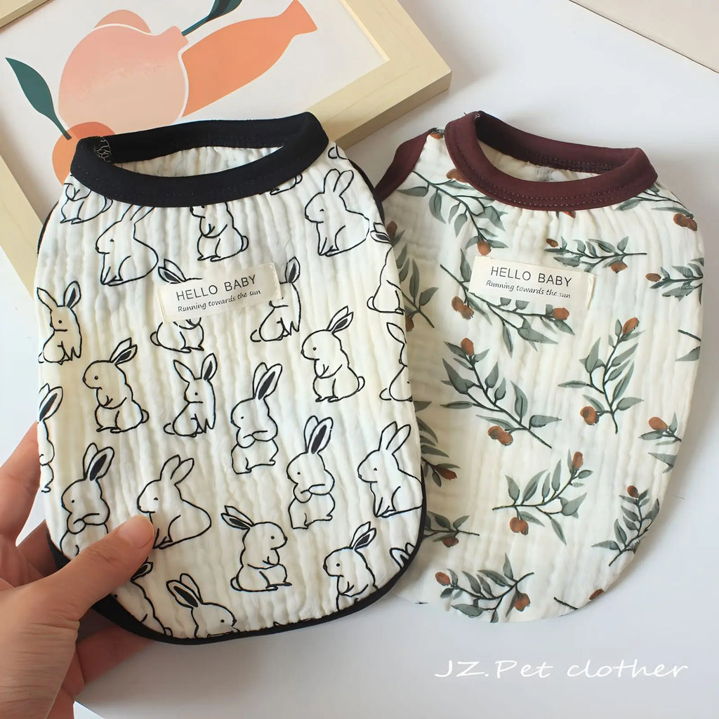 Pet Pleated Rabbit Flower Vest Spring Cat Vest Puppy Clothes Teddy Bear Thin Vest Pajamas Puppy Clothes