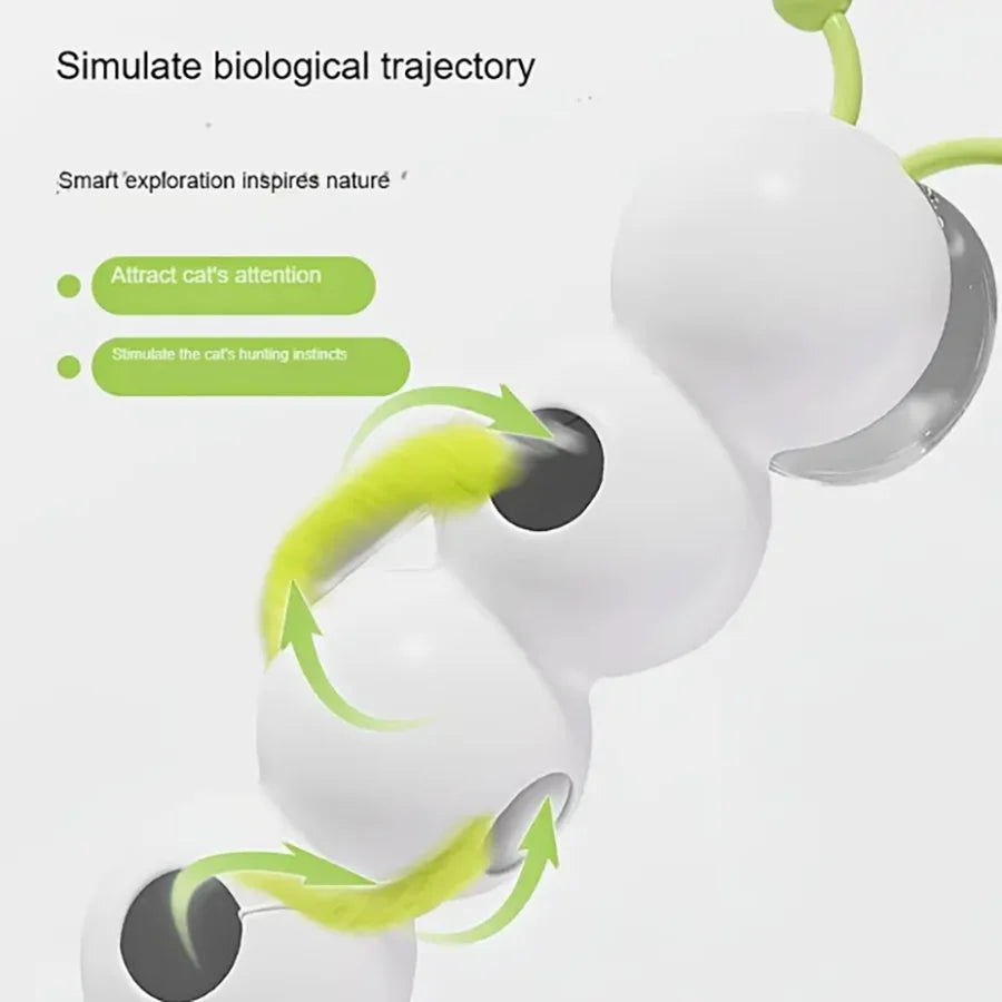 Pet caterpillar toy, self-amusement artifact，USB Rechargeable，Rounded withouthurting cats，Simulate biological trajectory