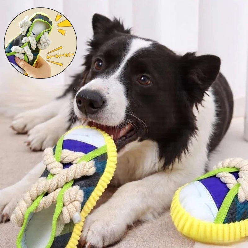 Snowy & Hope Squeaky Shoe Rope Dog Toy
