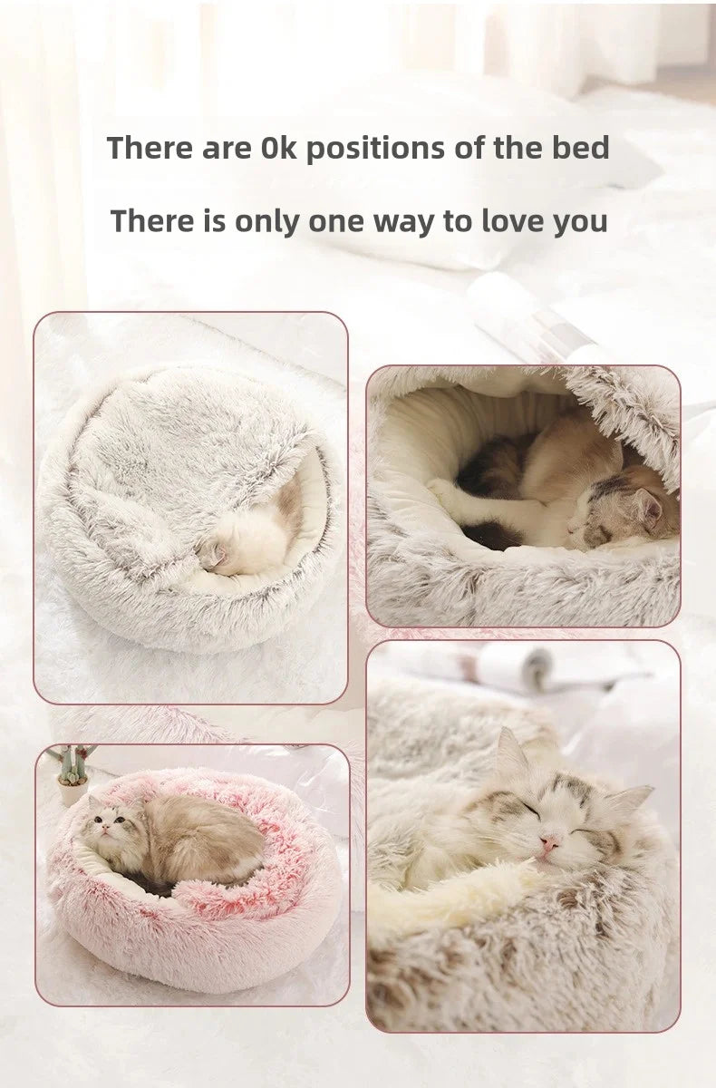 Snowy & Hope Semi-Enclosed Plush Cat Bed